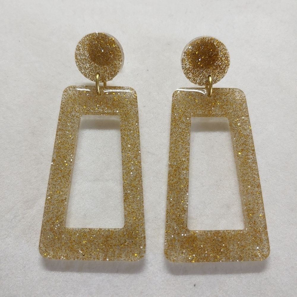 Earrings Gold & Silver Glitter Studs - Picture 2 of 3